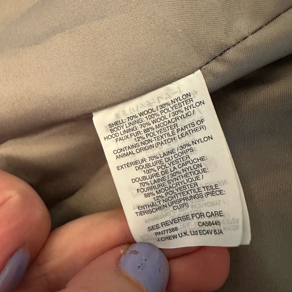 J. Crew Italian Wool Blend Pea Coat faux fur hood size 2 - Picture 8 of 9